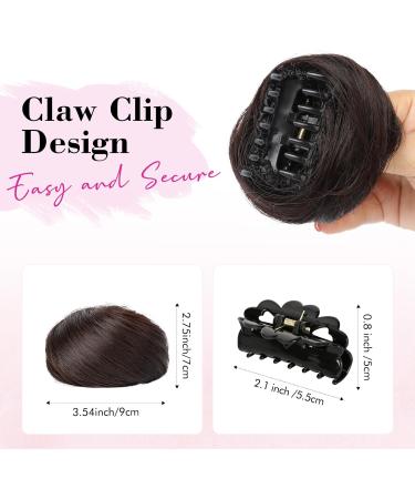 REECHO 2 PCS Mini Claw Clip in Messy & Cat Ears Hair Bun Extensions Wig Accessory Updo Hairpieces for Women Girls (Pack of 2-3" Straight Dark Brown) Pack of 2 - 3" Straight Dark Brown - Buy Online on GoSupps.com