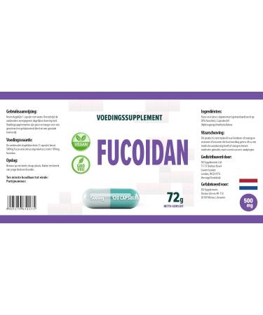 Fucoidan from Bladderwrack 500mg - 120 Vegan Capsules | High Strength, Gluten & GMO Free - Buy Online on GoSupps.com