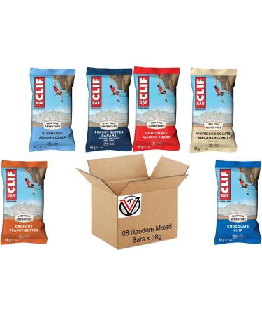 Clif Bar Energy Bar Peanut Butter Banana Chocolate Chip Blueberry Almond Crisp Almond Fudge White Macadamia Nut Crunchy Peanut Butter 68g | Random Mixed Flavour Bars (08 Bars All Mixed Flavours) All Mixed Flavours 08 Bars - Buy Online on GoSupps.com