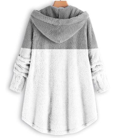 Hanxiulin Women's Fleece Jacket - Plush Cuddly Winter Parka Windproof Hooded Top in Gray (4XL) for Outdoor Comfort - Buy Online on GoSupps.com