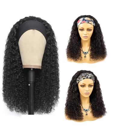 IVCoco Deep Curly Headband Wig 20 10A Grade Brazilian Human Hair 180% Density Natural Color - Pack of 1 | Machine Made for Black Women - Buy Online on GoSupps.com
