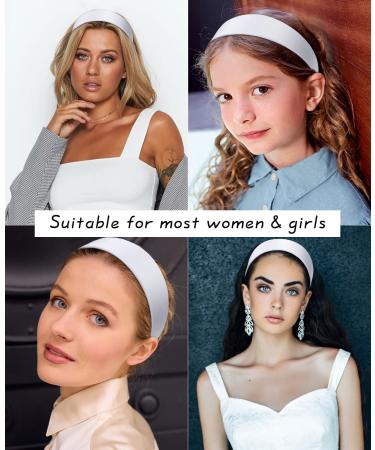 Wecoe White Silk Satin Headband - 1.6 Inch Wide Non-Slip Fashion Hair Band for Women & Girls | DIY Holiday Hair Accessory | Gift Idea - Buy Online on GoSupps.com