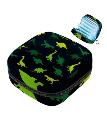 Portable women's binding-up bags menstrual cup pocket female menstrual pads bags for teenage girls tampons for the first period dinosaur-green footprint