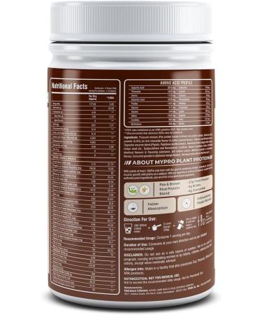 Buy My pro Sport Nutrition Plant Protein Powder - Vegan Pea & Brown Rice (23g Protein 22 Vitamins 5g BCAA) - Chocolate 1000g - International Shipping - Buy Online on GoSupps.com
