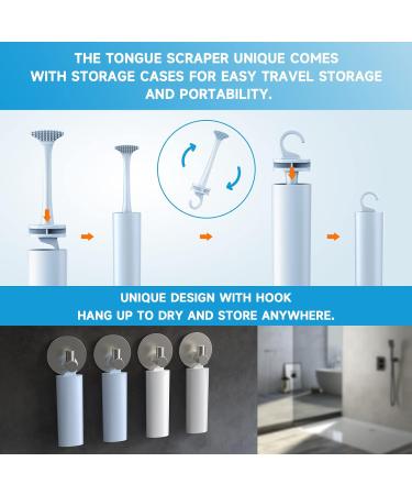 RorincoGi Tongue Scraper 2 Pack - Soft Tongue Cleaner for Fresh Breath - Oral Care Tools for Adults & Kids - White & Blue - Buy Online on GoSupps.com