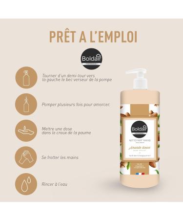  Boldair BOLDAIR - Sweet Almond Hand Wash - Frequent and Regular Hand Washing - 94.3% Naturally Derived Ingredients - Made in France - 500ml Pump Bottle - Buy Online on GoSupps.com