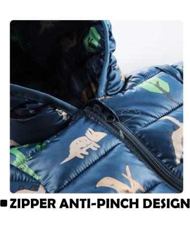 Baby Puffer Jacket Toddler Winter Coat with Hood, Blue Dinosaur Design | 2-3 Years - Buy Online on GoSupps.com