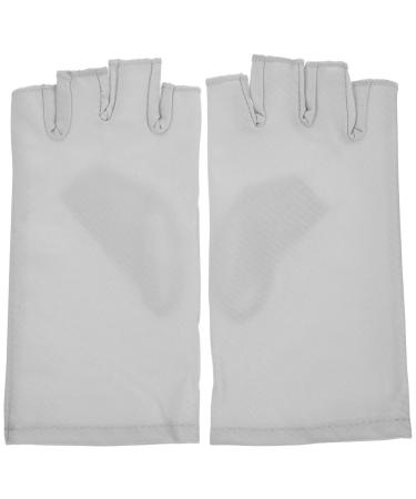 1 Pair Nail Gloves Uv Gloves for Nails Fingerless Gloves Anti Uv Gloves Nail Lamp Nail Art Gloves Half Finger Gloves Uv Manicures Gloves Nail Gel Elastic Spandex Miss Nail Supplies Lightgrey