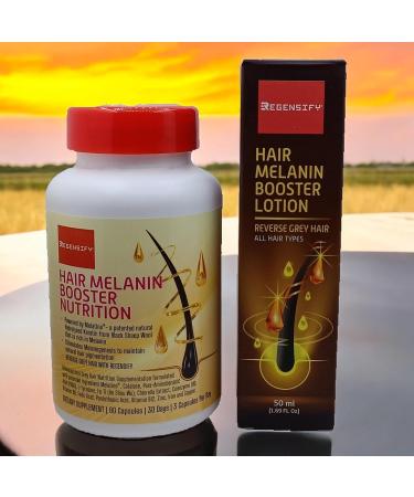 REGENSIFY Hair Melanin Booster Nutrition Anti Grey Hair Supplement for Men & Women | Melatine Catalase PABA L-Tyrosine He Shou Wu Chlorella Extract CoQ10 Folic Acid Pantothenic Acid  - Buy Online on GoSupps.com