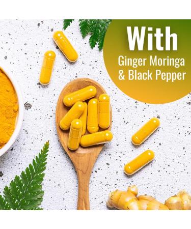 Vitamatic Turmeric Curcumin Supplement (10:1 Equivalent 3000 Per Serving, Made with 95% Curcuminoids, Black Pepper, Ginger, Moringa) 120 Vegetable Capsules, Non-GMO, Gluten Free - 3 Pack - Buy Online on GoSupps.com
