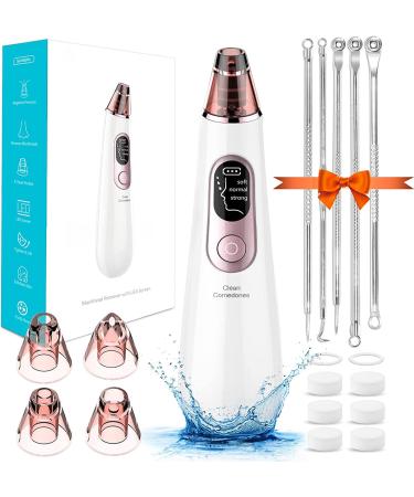 2023 Newest Blackhead Remover Pore Vacuum, Electric Acne Extractor Pore Vacuum - Rechargeable Pore Cleanser - at-Home Facial Beauty Device with LED Screen & 4 Probes & 3 Modes for Men and Women White