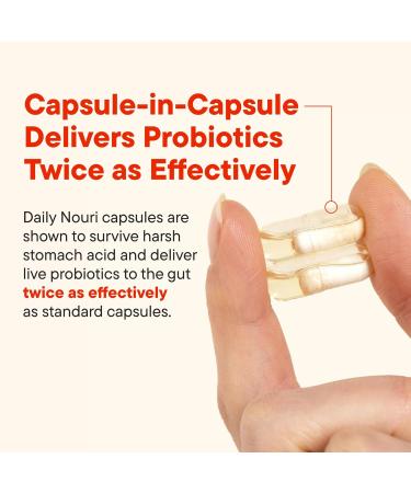 Daily Nouri Digestive Support Probiotic for Women & Men | Bloating Relief Digestive Comfort Gas & Gut Health | 3 Clinically Studied Strains + Vegan Omega Oil | 30-Day Supply 30 Count (Pack of 2) - Buy Online on GoSupps.com