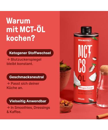 Braineffect MCT Oil C8 - 300% More Ketones 100% C8 Coconut Extract - Ideal for Keto Diet & Bulletproof Coffee - 4x1000ml - Buy Online on GoSupps.com