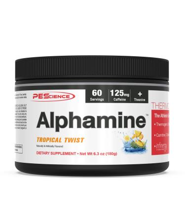 PEScience Alphamine, Tropical Twist, 60 Scoops, Thermogenic Energy Powder with L-Carnitine