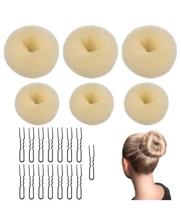 VEGCOO 6 pieces donut bun cushion donut hair bun maker set hair styling hairstyle aid set nylon hair tie cream white - Buy Online on GoSupps.com