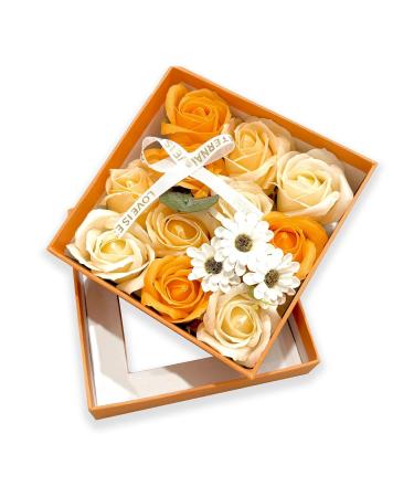 Rose Bath Soap - Floral Scented Soap Petals in Flower Box | Essential Oil Gift Set for Women - Perfect for Birthday Valentine s & Christmas (Orange - Buy Online on GoSupps.com