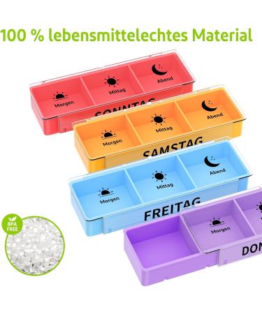 Weekly Pill Organizer - Opret 7-Day Tablet Box with 3 Compartments for Morning & Evening Medications - Colorful Pill Dose Storage Solution - Buy Online on GoSupps.com