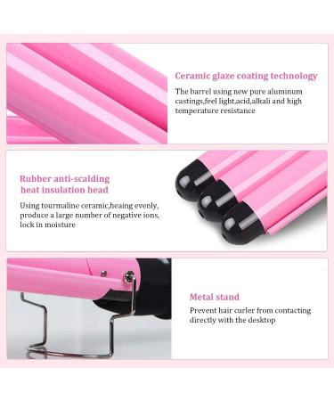 3 Barrel Curling Iron Wand 25mm - Dual Voltage, Temperature Adjustable Ceramic Hair Crimper - Buy Online on GoSupps.com