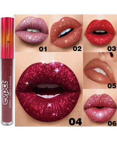 6Pcs Matte to Glitter Liquid Lipstick Set - Long Lasting 6 Color Kit for Women - Diamond Shiny Dark Red Pink Purple Glitter Sparkle Glossy Metallic Shimmer - Waterproof Lip Gloss (Pack of 1) - Buy Online on GoSupps.com