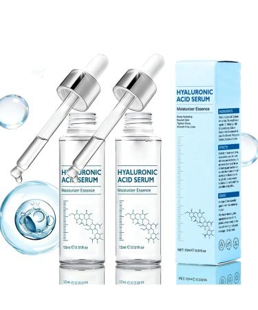 4D Hyaluronic Acid Serum for Face 2 Pack Deep Hydrating Plumping Serum with Hexapeptide-12 Anti-Aging Essence for Fine Lines Moisturizing Skin Care 0.51 Fl.oz 2