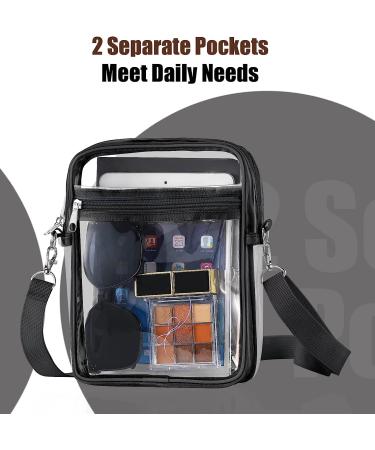 MoKo Clear Stadium Approved Crossbody Bag - Adjustable Strap Shoulder Purse for Events, Black - Buy Online on GoSupps.com