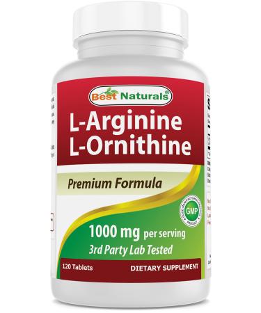 Best Naturals L-Arginine L-Ornithine - 1000mg per Serving - 120 Tablets - Non-GMO & Gluten Free (120 Count (Pack of 1))