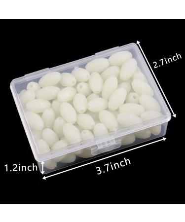 Orootl Glow Beads Fishing Saltwater - 100 Hard Plastic Light Beads | Green & White Oval EI Pearls Bait Fishing Tools - Buy Online on GoSupps.com