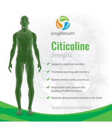 Citicoline CDP Choline 300mg - 120 Vegetarian Capsules | Made in USA | Brain Function & Memory Support | Cognitive Enhancer | 120 Count - Buy Online on GoSupps.com