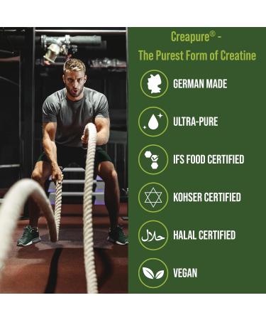 Creapure Creatine Monohydrate Powder. Ultra High Purity German Made Creatine with Nothing Else Added at All. Pure and Unflavored for Men & Women. Zero Bloating No Sugar Vegan Friendly Supplement - Buy Online on GoSupps.com