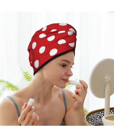 Red Polka Dot Microfiber Hair Towel | Soft Super Absorbent Quick Dry Wrap for Women - Ideal for Long Curly & Thick Hair - Buy Online on GoSupps.com