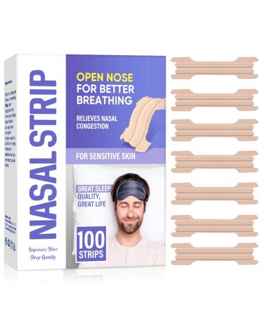 Nasal Strips for Snoring Sleep Nasal Strips for Gentle Anti Snoring and Better Nose Breathing Effective Snoring Solution and Nasal Congestion Relief 100Pcs