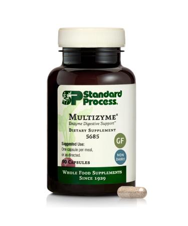 Standard Process Multizyme - Pancreatic Enzyme Supplement to Support The Breakdown of Proteins Carbohydrates & Fats - Digestive Support - Gluten-Free Non-Dairy & Non-Soy - 90 Capsules (90 Servings) 150 Count (Pack of 1)
