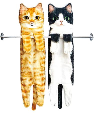 Cat Funny Hand Towels - Cute Decorative Washcloths for Bathroom & Kitchen Decor - Absorbent & Soft - Great Housewarming Gift for Cat Lovers - Orange - Buy Online on GoSupps.com