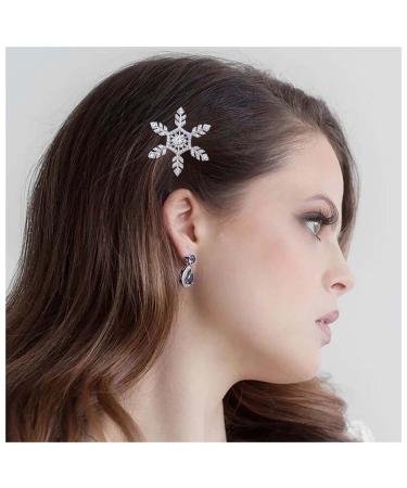 Inilbran Boho Snowflake Hair Clip Silver Crystal Hair Barrettes Vintage Crystal Hairpin Barrette Sparkly Cz Hair Pins Hairclip Crystal Bridal Hair Barrette Decorative Hair Accessories for Women