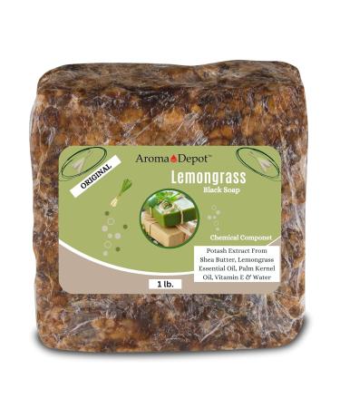 Aroma Depot African Black Soap 1 lb - Scented Lemongrass Handmade with Shea Butter 100% Natural | Ideal for Face & Body Wash - Buy Online on GoSupps.com