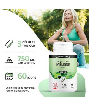 Lemon Balm 250 mg - 200 Capsules - Ecocert Certified - Buy Online on GoSupps.com