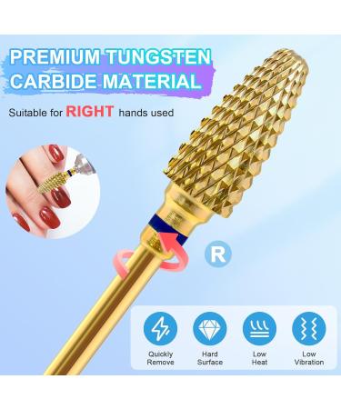 CGBE Nail Miller Attachments - 5 Gold Bits for Gel & Acrylic Nail Removal | 3/32 Inch Wolfram Carbide Milling Cutters - Buy Online on GoSupps.com