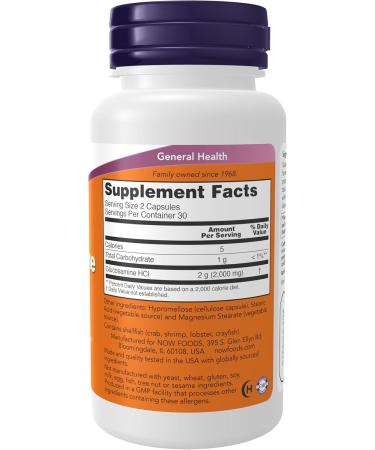 NOW Foods Glucosamine 1000 mg - UL Certified Dietary Supplement 60 Veg Capsules for Joint Health International Shipping Available - Buy Online on GoSupps.com