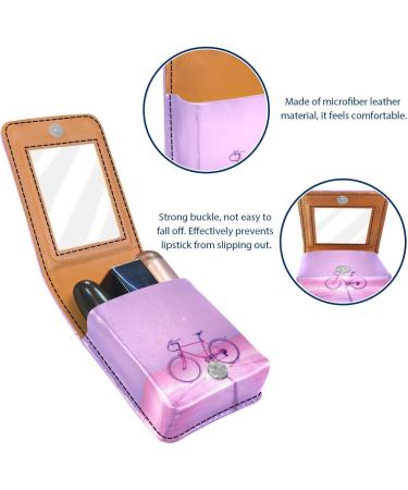Travel Lipstick Organizer Case - Portable Makeup Bag with Mirror - Stylish Bike Pink - Perfect for On-the-Go Beauty - Buy Online on GoSupps.com