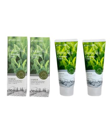 3W Clinic Green Tea Cleansing Foam 100ml x 2EA. Keep Your Skin Soft and Moisturized. Made in Korea