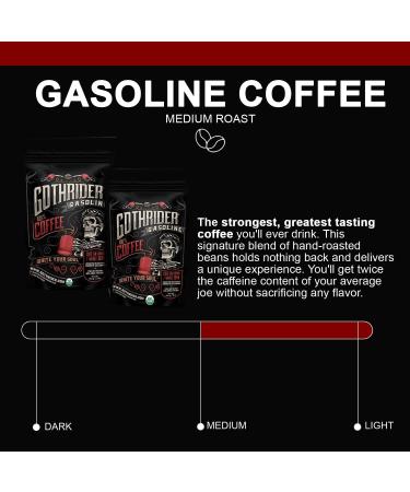 GothRider Gasoline Ground Bean Coffee - USDA FairTrade and COR Certified Organic Coffee Beans Slow-Roasted Rwandese Coffee Beans Italian Blend Medium Roast Ground Bean Coffee (12 oz) - Buy Online on GoSupps.com