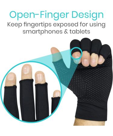 Vive Copper Arthritis Gloves Black - Fingerless (X Small) | Pain Relief for Arthritic Hands - Buy Online on GoSupps.com