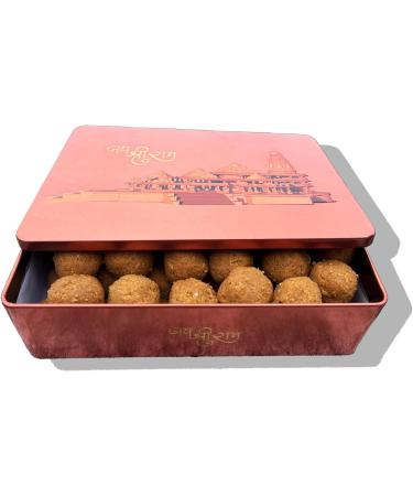 Ayodhya Hanuman Gadi Suddh Desi Ghee ka besan ka laddu Prashad 1Kg Pack in Copper Gift Box | Ayodhya Prashadam | Hanuman Gadi Prashdam | Made In ayodhya | with Ram Janambhumi gold platetd Divine Coin - Buy Online on GoSupps.com