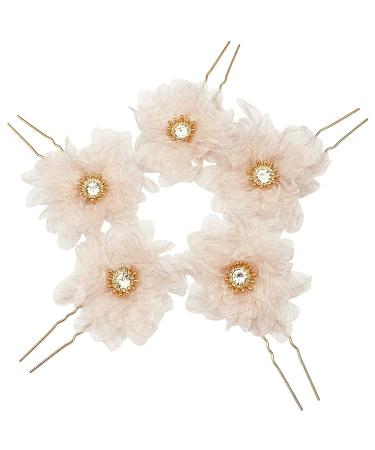 BETITETO Bridal Flower Hair Pins 5 Piece Set | U-Shaped Rhinestone Floral Hair Comb | Wedding Party Accessories (Pink) - Buy Online on GoSupps.com