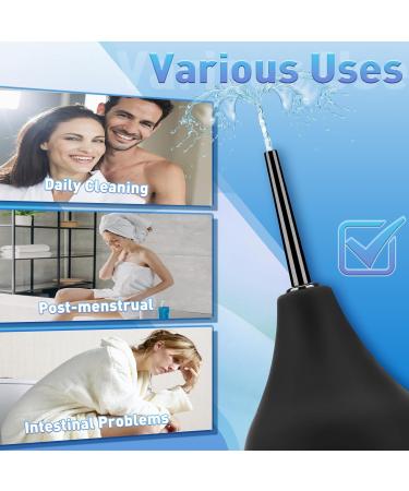 Enema Douche Bulb Kit 225ml Reusable Anal Douche Kit Boilable Vaginal Wash Tool Easy to Use and Clean Colon Cleansing Bottle for Women Men with 3 Nozzles 1 Cleaning Brush and Storage Bag-(Black) 225ml Black - Buy Online on GoSupps.com