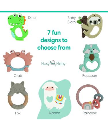 BUSY BABY Sloth Teething Toy - 2-in-1 Teether and Toy for Babies and Toddlers - 100% Food Grade Silicone - BPA/BPS Free - Dishwasher Safe - Buy Online on GoSupps.com
