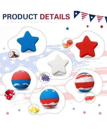 4th of July Bath Bombs Gift Set - USA Patriotic Red White Blue Independence Day Bath Bombs - 6 Pack for Kids, Women, Men - Bath Gift - Buy Online on GoSupps.com