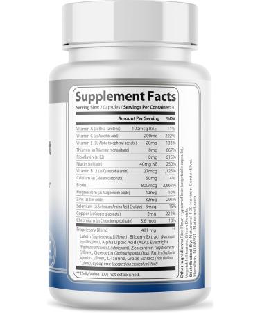 Naturonel Macular Support Formula Vision & Eye Health with Lutein Zeaxanthin Bilberry Eyebright & Antioxidants | Non-GMO Made in USA GMP Certified 60 Capsules 30 Day Supply (1) - Buy Online on GoSupps.com