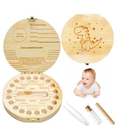 Garomia tooth box wood milk teeth box cartoon dinosaur tooth box for milk teeth young girls milk tooth cubes tooth box souvenir box milk tooth storage box teeth children - Buy Online on GoSupps.com