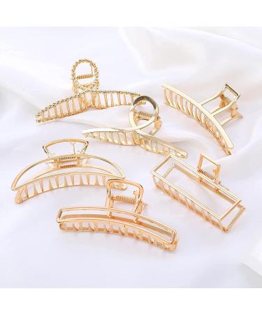 7-Piece Large Gold Metal Hair Clips for Women & Girls - Non-Slip Qveeetry Hair Accessories for Thick & Thin Hair - Buy Online on GoSupps.com